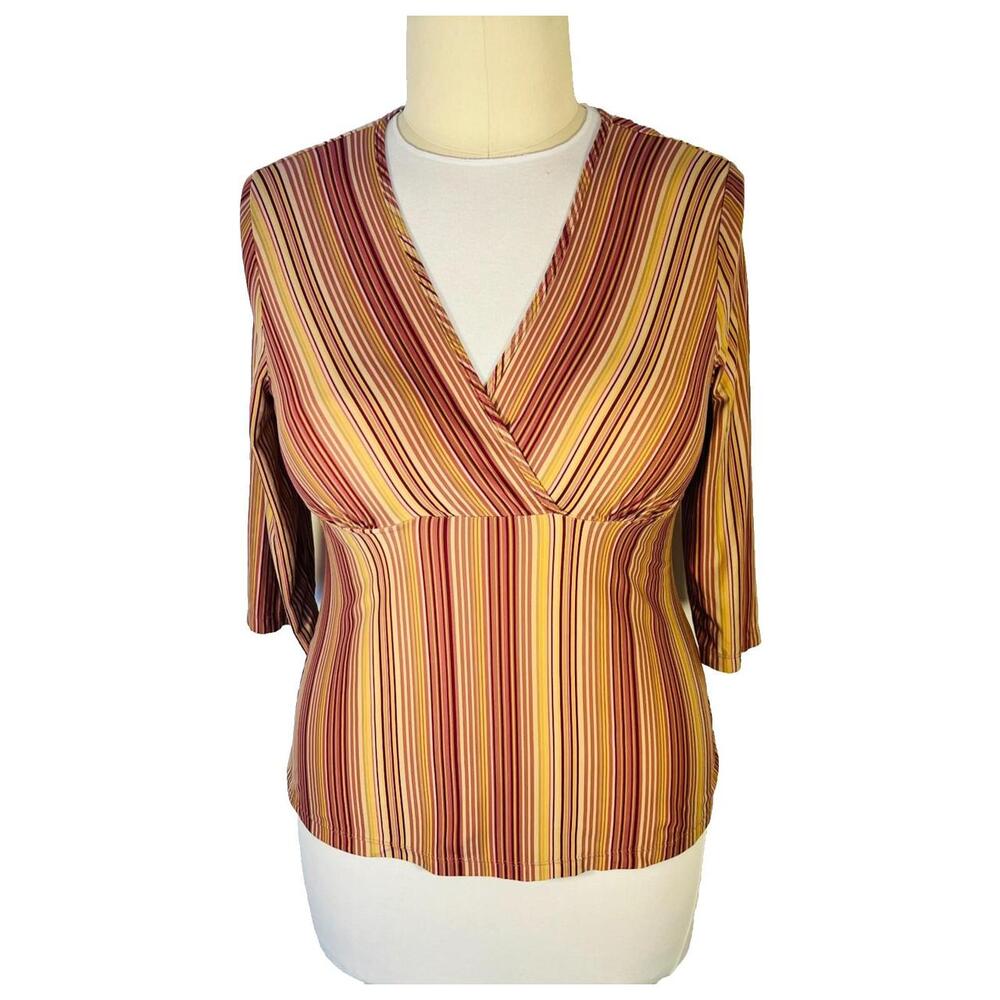 No Boundaries - Peplum Blouse Women's Junior's 1X Pin Stripe Wrap V-Neck